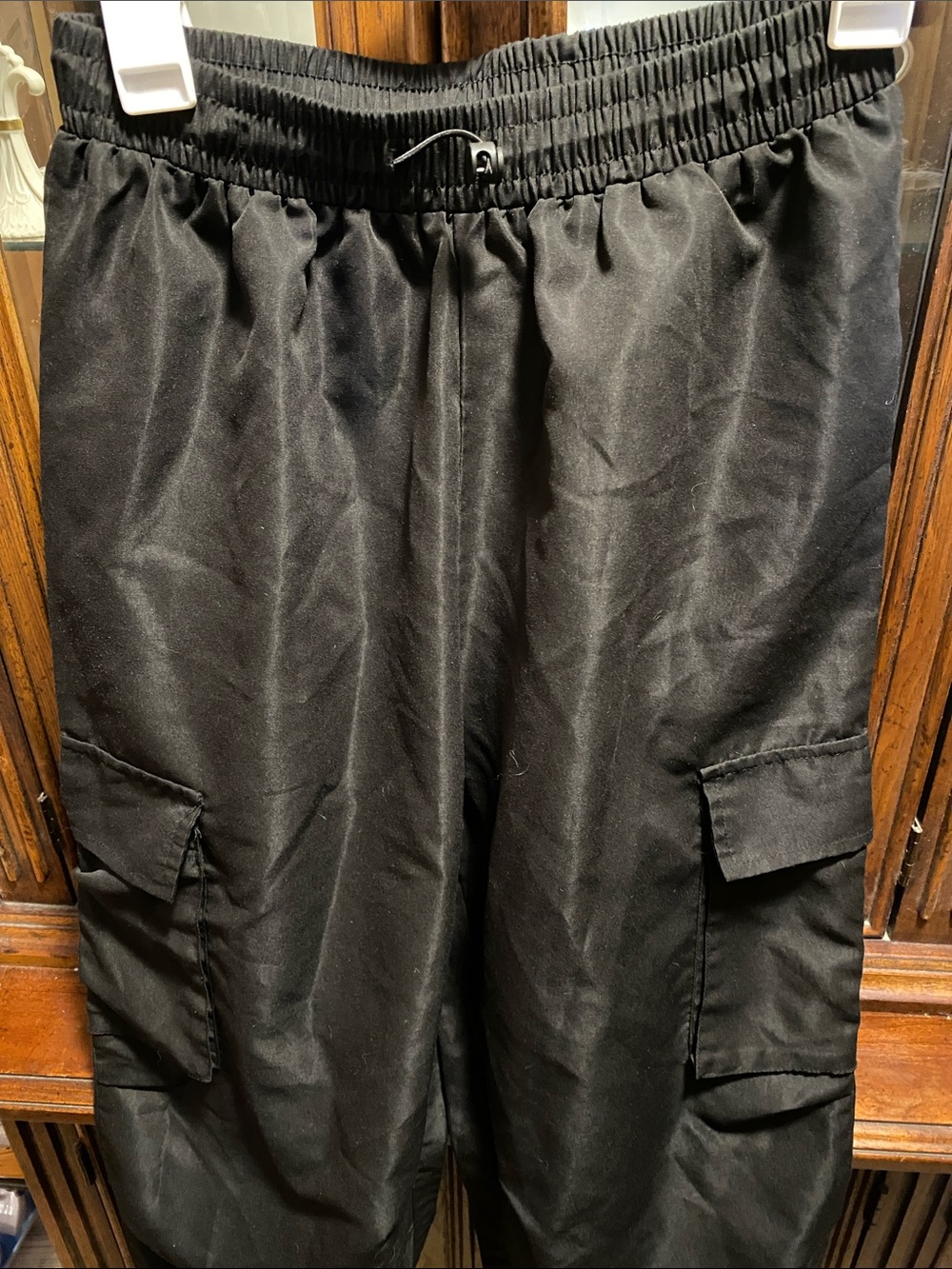 Women’s Black Cargo Pants - Elastic Waist